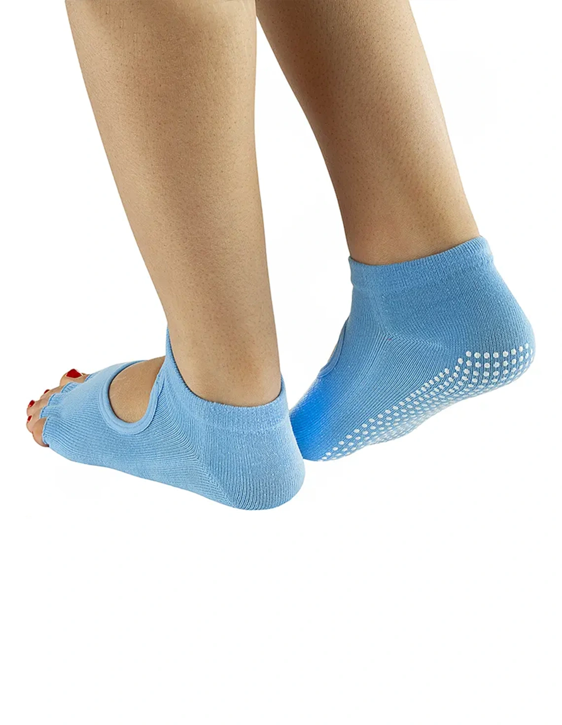 جوراب پیلاتس زنانه بدون برند جلو باز گلدن استار استپ دار